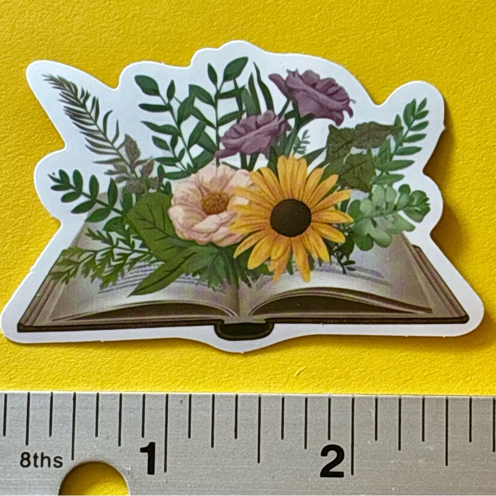 10/$10 Book Floral Aesthetic Vinyl Sticker Waterproof Water Bottle Laptop Crafts